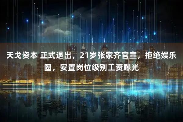 天戈资本 正式退出，21岁张家齐官宣，拒绝娱乐圈，安置岗位级别工资曝光